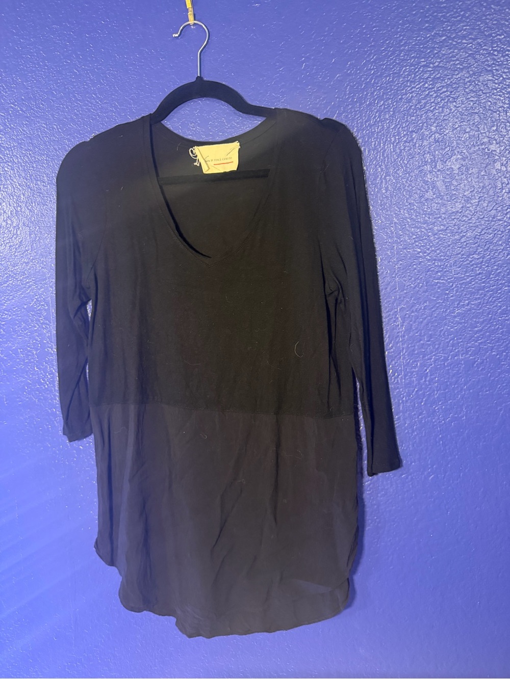 Vince Camuto Black V-Neck Long Sleeve Tunic